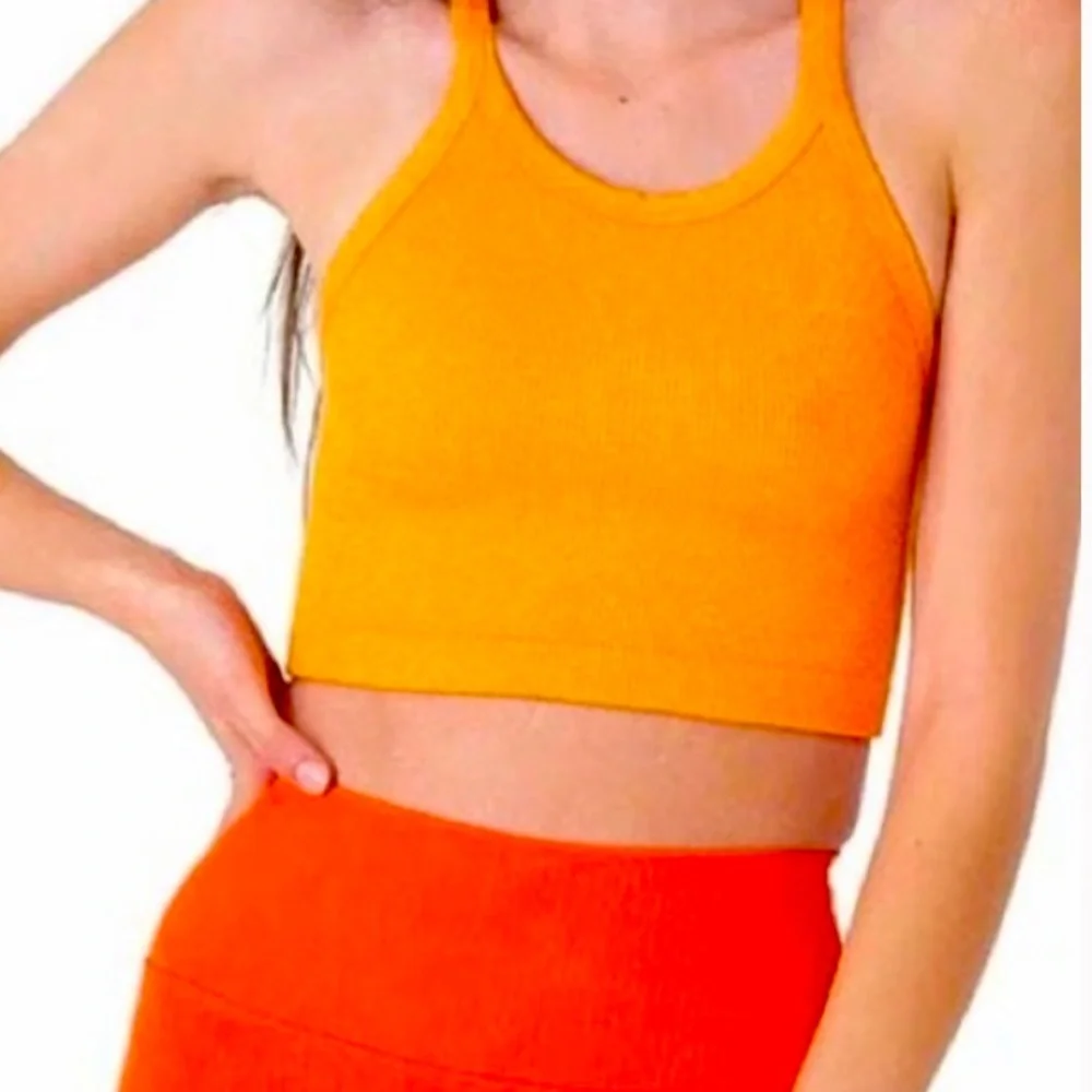 Balance Athletica Orange Ribbed Crop Racerback Top - Picture 3 of 4